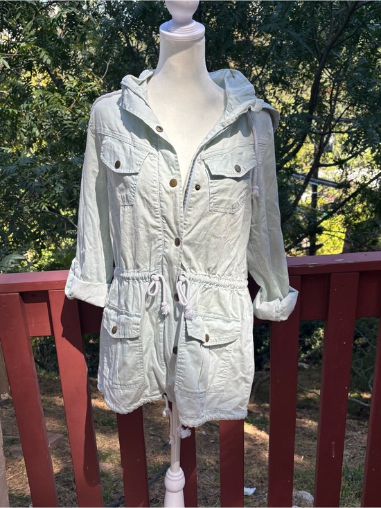 Anthropologie Jackets & Blazers - Hei Hei by Anthropologie Light Mint Hooded Anorak Jacket with Drawstring Waist